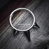 Black Triple Spikes Seamless Clicker Ring