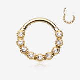 Golden Bubble Glam Sparkles Seamless Clicker Hoop Ring-Clear Gem