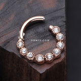 Detail View 3 of Rose Gold Bubble Glam Sparkles Seamless Clicker Hoop Ring-Clear Gem