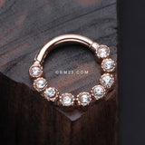 Detail View 2 of Rose Gold Bubble Glam Sparkles Seamless Clicker Hoop Ring-Clear Gem
