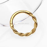 Detail View 1 of Golden Vintage Twisted Rope Seamless Clicker Hoop Ring