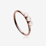 Rose Gold Triple Opalite Sparkle Bendable Twist Hoop Ring-White