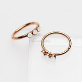 Detail View 2 of Rose Gold Triple Opalite Sparkle Bendable Twist Hoop Ring-White