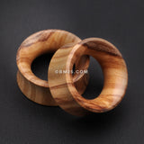 Detail View 1 of A Pair of Olive Wood Organic Double Flared Tunnel Plug-Orange/Brown