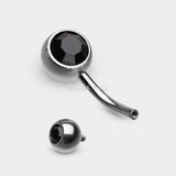 Detail View 2 of Implant Grade Titanium Internally Threaded Basic Belly Button Ring-Black