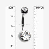 Detail View 1 of Implant Grade Titanium Internally Threaded Basic Belly Button Ring-Clear Gem