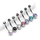 Detail View 3 of Implant Grade Titanium Internally Threaded Basic Belly Button Ring-Clear Gem