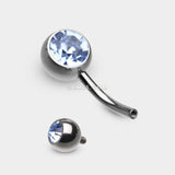 Detail View 2 of Implant Grade Titanium Internally Threaded Basic Belly Button Ring-Light Blue