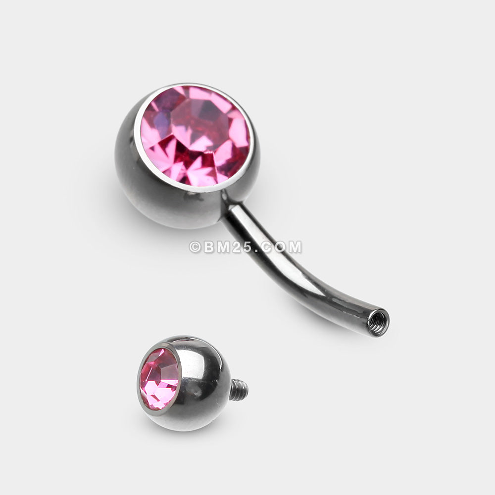 Detail View 2 of Implant Grade Titanium Internally Threaded Basic Belly Button Ring-Pink